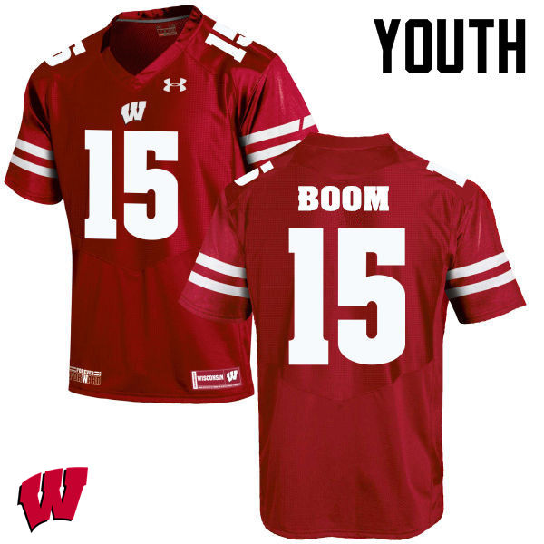 Wisconsin Badgers Youth #15 Danny Vanden Boom NCAA Under Armour Authentic Red College Stitched Football Jersey OM40A80BL